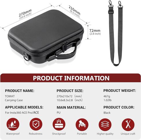 Tomat 8 in 1 Accessories Bundle for Insta360 X3, Carrying Case，Silicone Case, Screen Tempered Film Accessories kit for Insta360 X3 Camera in Saudi Arabia