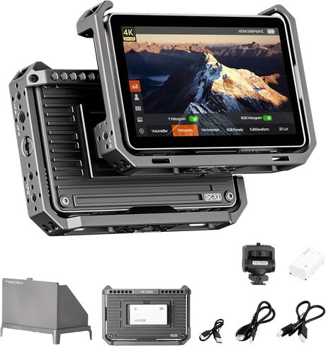 VILTROX 5.5 Inch 1200nits Camera Field Monitor 4K HDMI Portable Video Field Monitor Kit with RGB Parade Histogram Waveform Assist Focus Monitor 1920x1080 IPS with Battery Sunshade Hood(DC-550 Pro) in Saudi Arabia