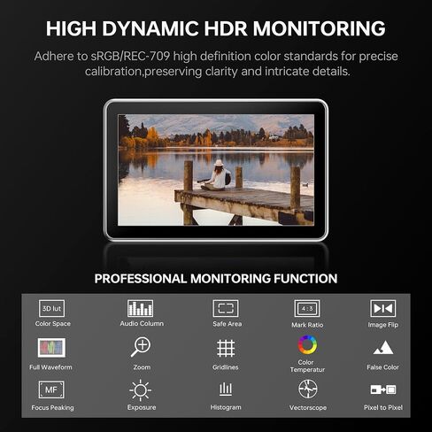 VILTROX 5.5 Inch 1200nits Camera Field Monitor 4K HDMI Portable Video Field Monitor Kit with RGB Parade Histogram Waveform Assist Focus Monitor 1920x1080 IPS with Battery Sunshade Hood(DC-550 Pro) in Saudi Arabia