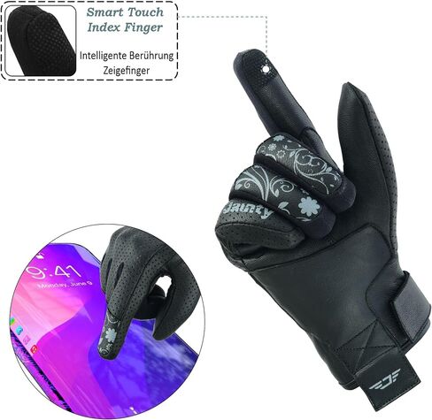 JAUNTY Motorcycle Gloves for Women Leather Riding Touchscreen Gloves for Ladies with Hard Knuckle Perforated Breathable Biker Gloves ATV BMX Combat Motocross Gloves for Riding Racing in Saudi Arabia