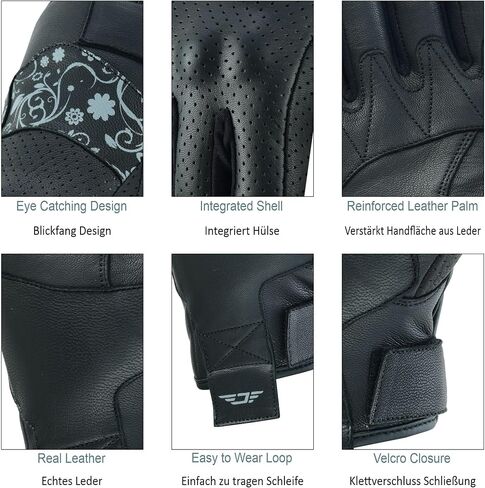 JAUNTY Motorcycle Gloves for Women Leather Riding Touchscreen Gloves for Ladies with Hard Knuckle Perforated Breathable Biker Gloves ATV BMX Combat Motocross Gloves for Riding Racing in Saudi Arabia