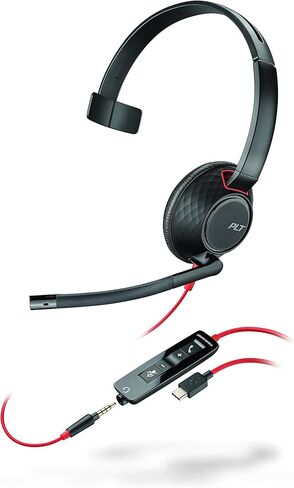 سماعة رأس بلاك واير 5210 USB-C (بلانترونيكس) - سماعة كمبيوتر سلكية، أذن واحدة (أحادية الأذن) مع ميكروفون بوم - USB-C، 3.5 ملم للتوصيل بجهاز الكمبيوتر الشخصي أو جهاز Mac أو الجهاز اللوحي و/أو الهاتف الخلوي in Saudi Arabia