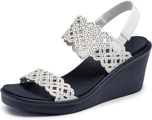 Skechers Cali Women's womens Rumble on - Sassy Dayz Wedge Sandal, Black/Black, 11 US in Saudi Arabia