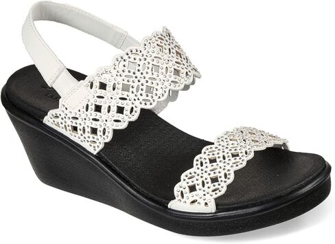 Skechers Cali Women's womens Rumble on - Sassy Dayz Wedge Sandal, Black/Black, 11 US in Saudi Arabia