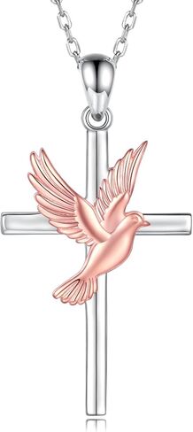 قلادة من الفضة الإسترلينية 925 للنساء - حمامة الحيوان قلادة الحب القلب مجوهرات عيد الحب للصديقة, معدن, زركونيا مكعب in Kuwait