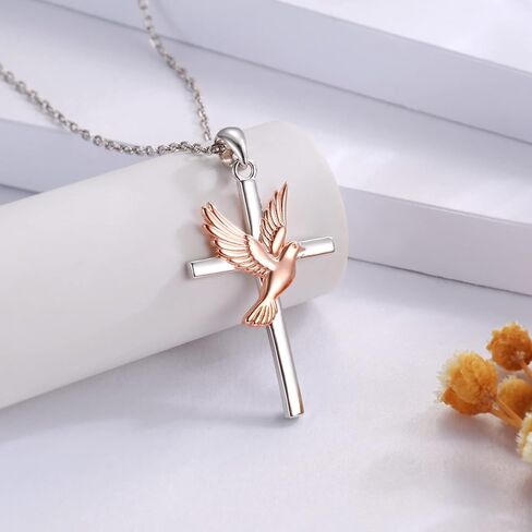 قلادة من الفضة الإسترلينية 925 للنساء - حمامة الحيوان قلادة الحب القلب مجوهرات عيد الحب للصديقة, معدن, زركونيا مكعب in Kuwait