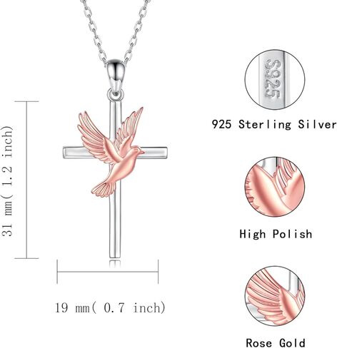 قلادة من الفضة الإسترلينية 925 للنساء - حمامة الحيوان قلادة الحب القلب مجوهرات عيد الحب للصديقة, معدن, زركونيا مكعب in Kuwait