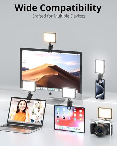 UBeesize Video Conference Lighting Kit, LED Ring Light with Clip and Stand for Computer, Selfie Light for Zoom Meetings,Live Streaming,YouTube,TikTok in Kuwait