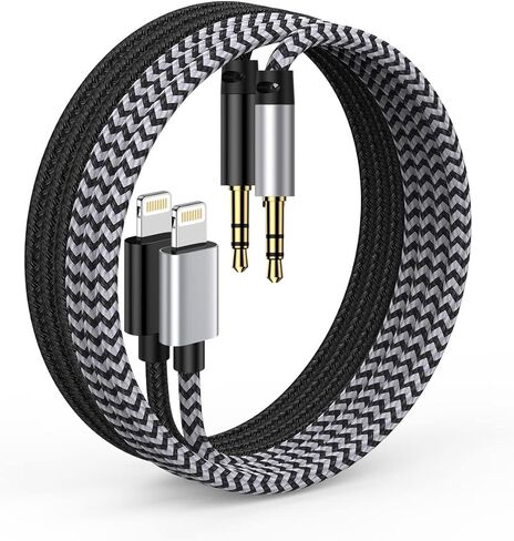 3pack- Aux to Lightning Cable, 3ft Braided Auxiliary Cord for iPhone, Car Home Stereo, Speaker, Headphones, Apple Mfi Certified Lightening to 3.5mm Male Audio Cable Wire for iPhone 14 Pro Max 13 12 11 in Kuwait