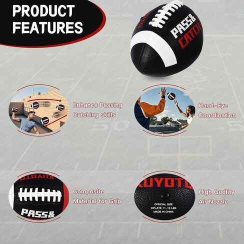 KUYOTQ PassCatch Kids Youth Training Football for Ages 5-13 Composite Leather Junior Football Training Equipment Improving Ball Handling Shooting Passing and Pro-Level Skills (Deflated) in Kuwait