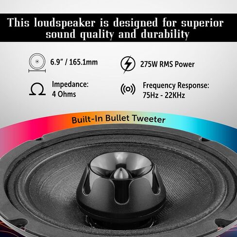 BLACK DIAMOND 6.5" 450W 4-Ohm Mid-Range Speaker with Integrated Bullet Tweeter in Saudi Arabia