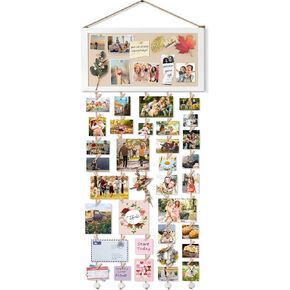 Bikoney Picture Frames Collage Wall Decor Hanging Photo Display Multi Pictures Organizer with Wood Bulletin Board Photo Board 30 Clips and 6 Pushpins for Home and Dorm Room Decor (Black) in Saudi Arabia