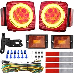 Kohree Super Bright Led Trailer Light Kit, IP68 Waterproof Submersible Boat Trailer Lights, 12V Led Stop Turn Tail License Lights with Wiring Kit for Camper Truck RV Snowmobile Under 80 Inch