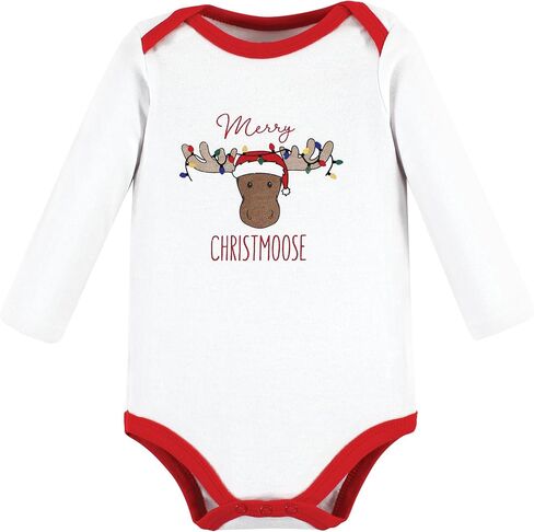 Hudson Baby Unisex Baby Cotton Long-Sleeve Bodysuits, Christmas Forest 3-Pack, 9-12 Months in Saudi Arabia