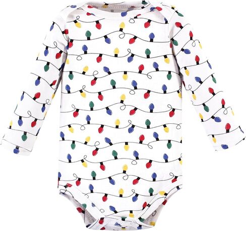 Hudson Baby Unisex Baby Cotton Long-Sleeve Bodysuits, Christmas Forest 3-Pack, 9-12 Months in Saudi Arabia