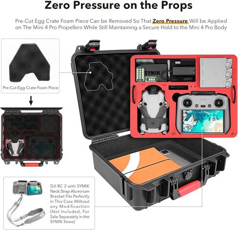 SYMIK A310-MM3DL Mini 3 Pro حقيبة حمل صلبة مقاومة للماء بطبقة مزدوجة لـ DJI Mini 3 Pro/Mini 3 /Fly More Combo، تناسب جهاز تحكم DJI RC/RC-N1، وليس لـ RC2 in Kuwait