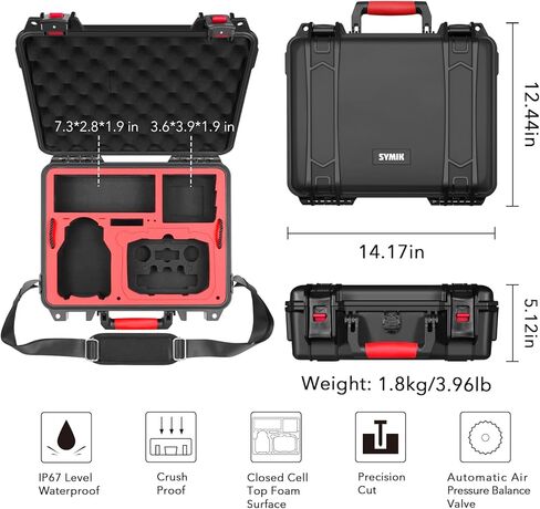 SYMIK A310-MM3DL Mini 3 Pro حقيبة حمل صلبة مقاومة للماء بطبقة مزدوجة لـ DJI Mini 3 Pro/Mini 3 /Fly More Combo، تناسب جهاز تحكم DJI RC/RC-N1، وليس لـ RC2 in Kuwait