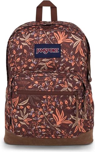 حقيبة ظهر JanSport Right Pack - حقيبة كتب للسفر أو العمل أو الكمبيوتر المحمول مع قاعدة جلدية، أسود in Kuwait