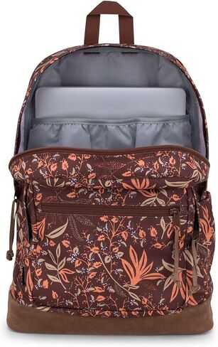 حقيبة ظهر JanSport Right Pack - حقيبة كتب للسفر أو العمل أو الكمبيوتر المحمول مع قاعدة جلدية، أسود in Kuwait