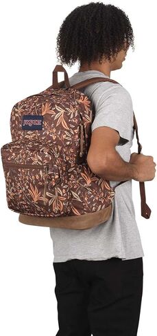 حقيبة ظهر JanSport Right Pack - حقيبة كتب للسفر أو العمل أو الكمبيوتر المحمول مع قاعدة جلدية، أسود in Kuwait