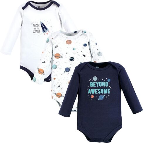 Hudson Baby Unisex Baby Cotton Long-sleeve Bodysuits, Blue Moose, 3-6 Months US in Saudi Arabia