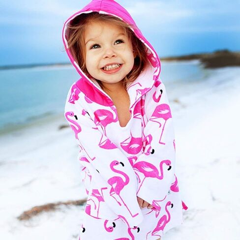 UPF50+ Swim Coverup - Franny the Flamingo, (S/M) 0-12M, Cotton/Poly Terry Blend, Extra Absorbent in Saudi Arabia