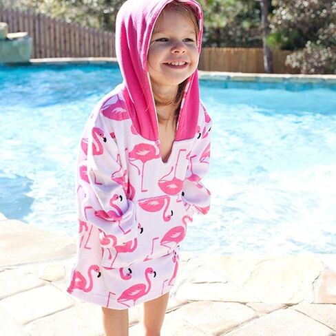 UPF50+ Swim Coverup - Franny the Flamingo, (S/M) 0-12M, Cotton/Poly Terry Blend, Extra Absorbent in Saudi Arabia