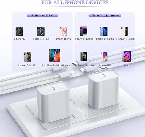 iPhone Car Charger, Dual USB C Fast Car Charger[Apple MFi Certified] 40W Type C Apple Car Charger with 2pack USBC-Lightning Cable + PD iPhone Charger Fast Charging for iPhone 14/13 Pro Max/12/11/iPad in Kuwait