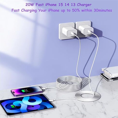 iPhone Car Charger, Dual USB C Fast Car Charger[Apple MFi Certified] 40W Type C Apple Car Charger with 2pack USBC-Lightning Cable + PD iPhone Charger Fast Charging for iPhone 14/13 Pro Max/12/11/iPad in Kuwait