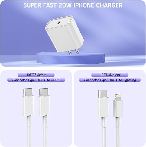 iPhone Car Charger, Dual USB C Fast Car Charger[Apple MFi Certified] 40W Type C Apple Car Charger with 2pack USBC-Lightning Cable + PD iPhone Charger Fast Charging for iPhone 14/13 Pro Max/12/11/iPad in Kuwait