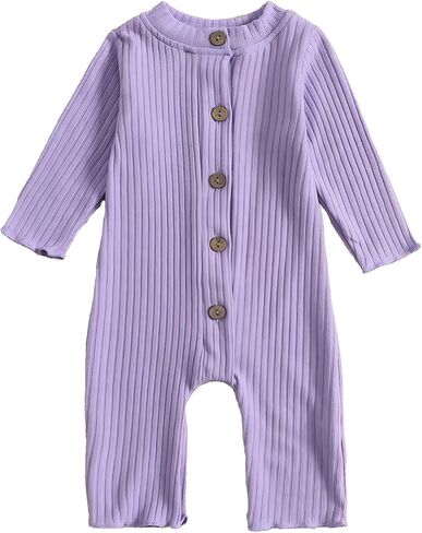Aoswep - Lovely Solid Color Baby Long Sleeve Jumpsuit baby girl bodysuit in Kuwait