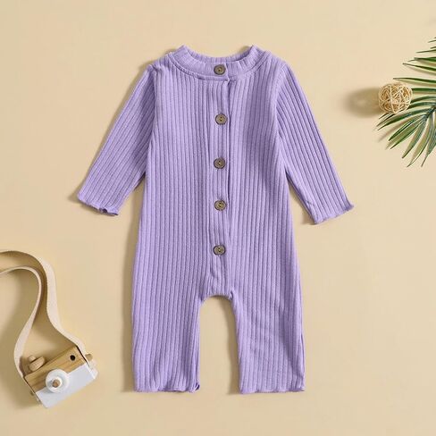 Aoswep - Lovely Solid Color Baby Long Sleeve Jumpsuit baby girl bodysuit in Kuwait