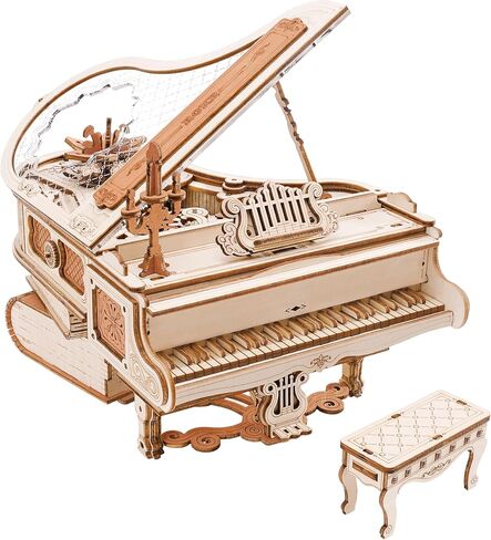 ROKR 3D Puzzles for Adults 1:20 Scale Piano Model Kit with Base 223pcs Wooden Music Box Building Kit Gift for Men Women Hobby for Adults in Saudi Arabia