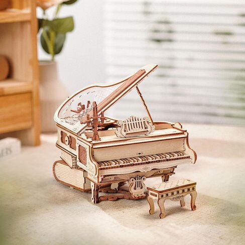 ROKR 3D Puzzles for Adults 1:20 Scale Piano Model Kit with Base 223pcs Wooden Music Box Building Kit Gift for Men Women Hobby for Adults in Saudi Arabia