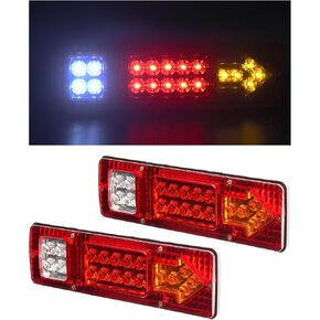 KAX 19 LED Trailer Tail Lights Red White Amber Side Marker Lights Integrated Turn Signal Running Lamp for ATV Truck RV 2PCS (12V) in Kuwait