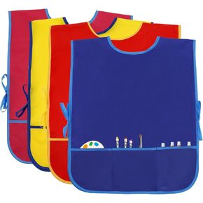 BAHABY 4 Pieces Kids Art Smock Kids Apron Waterproof Painting Aprons with Pockets Art Smocks for Kids 3-8 Years, 4 Colors in Kuwait