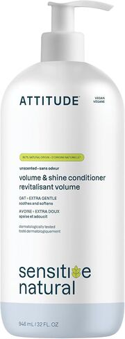 ATTITUDE Extra Gentle and Volumizing Conditioner for Sensitive Skin Enriched with Oat, Hypoallergenic, Vegan and Cruelty-free, Unscented, 32 Fl Oz in Kuwait