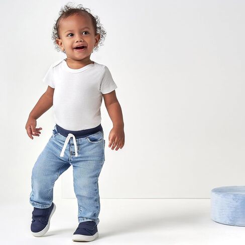 جينز Gerber للجنسين للأطفال الصغار ذو خصر مضلع قابل للتمدد، جينز أزرق in Saudi Arabia