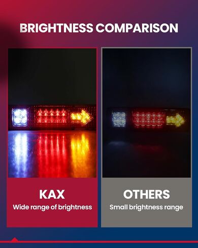 KAX 19 LED Trailer Tail Lights Red White Amber Side Marker Lights Integrated Turn Signal Running Lamp for ATV Truck RV 2PCS (12V) in Kuwait