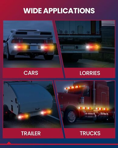 KAX 19 LED Trailer Tail Lights Red White Amber Side Marker Lights Integrated Turn Signal Running Lamp for ATV Truck RV 2PCS (12V) in Kuwait