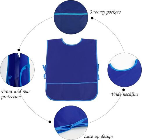 BAHABY 4 Pieces Kids Art Smock Kids Apron Waterproof Painting Aprons with Pockets Art Smocks for Kids 3-8 Years, 4 Colors in Kuwait
