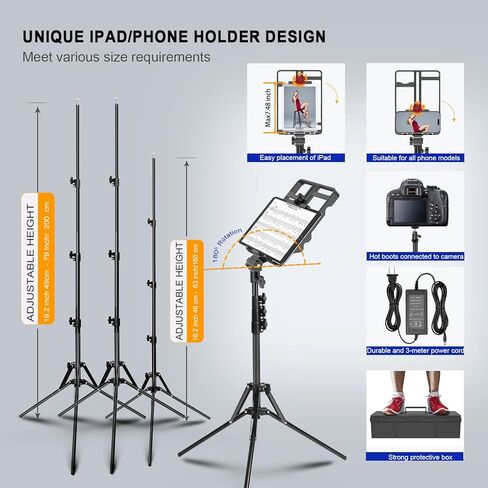 JJ JIANJIN طقم ضوء حلقة وضوء فيديو التصوير: 18 بوصة خارجي 55W6700k و4 مرشح ألوان 416 LED ضوء حامل حقيبة للحمل للكاميرا والهاتف الذكي ويوتوب وتيك توك وإطلاق صور تصويري (أسود) in Kuwait