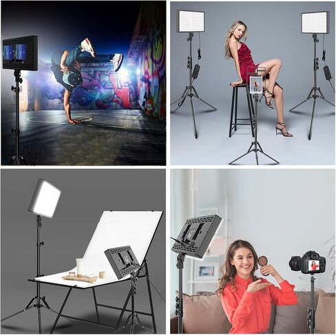 JJ JIANJIN طقم ضوء حلقة وضوء فيديو التصوير: 18 بوصة خارجي 55W6700k و4 مرشح ألوان 416 LED ضوء حامل حقيبة للحمل للكاميرا والهاتف الذكي ويوتوب وتيك توك وإطلاق صور تصويري (أسود) in Kuwait