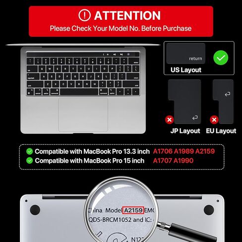 Soonjet Compatible for MacBook Air 15 inch Keyboard Cover Protector, Skin for 2023 MacBook Air 15" M2 A2941, MacBook Air 13.6" M2 A2681, MacBook Pro 14" /16" A2442 A2779 A2485 A2780 M2 M1 in Kuwait