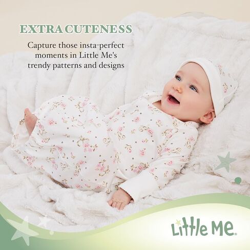 Little Me baby girls Hat Set infant and toddler nightgowns, White/Pink, 0-3 Months US in Saudi Arabia