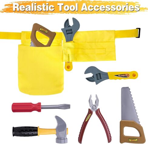 iPlay, iLearn Construction Worker Costumes for Boys, Toddler Dress Up Clothes, Kid Builder Career Outfit, Tool Belt Vest Hat, Pretend Role Play Toy Set, Halloween Birthday Gift 3 4 5 6 Years Old Child in Saudi Arabia