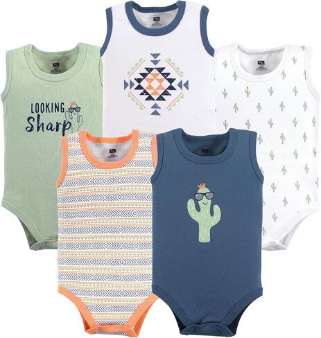 Hudson Baby Unisex Baby Cotton Sleeveless Bodysuits, Vacay, 0-3 Months in Kuwait