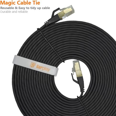 كابل إيثرنت Cat8 10FT-White-40Gbps موصل صلب وسلك محمي وأرضي لشبكة الإنترنت سلك مسطح، خط RJ45 Cat 8 LAN مطلي بالذهب مع ربطة عنق لـ PS5، Xbox، Hub، Router، PC، NAS، CAT7 in Kuwait