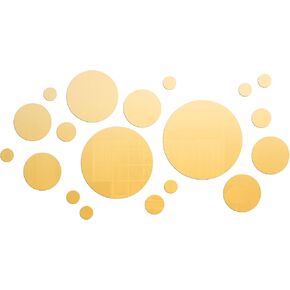 32 Pieces Mirror Wall Stickers Removable Acrylic Mirror Setting Adhesive Round Circle Mirror Tiles Decals for Home Living Room Bedroom Decor (Medium Size)