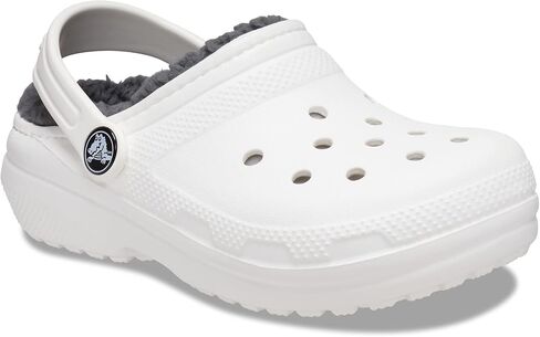 Crocs Unisex-Child Classic Lined Clog | Toddler Slippers, White/Grey, 7 Toddler in Kuwait